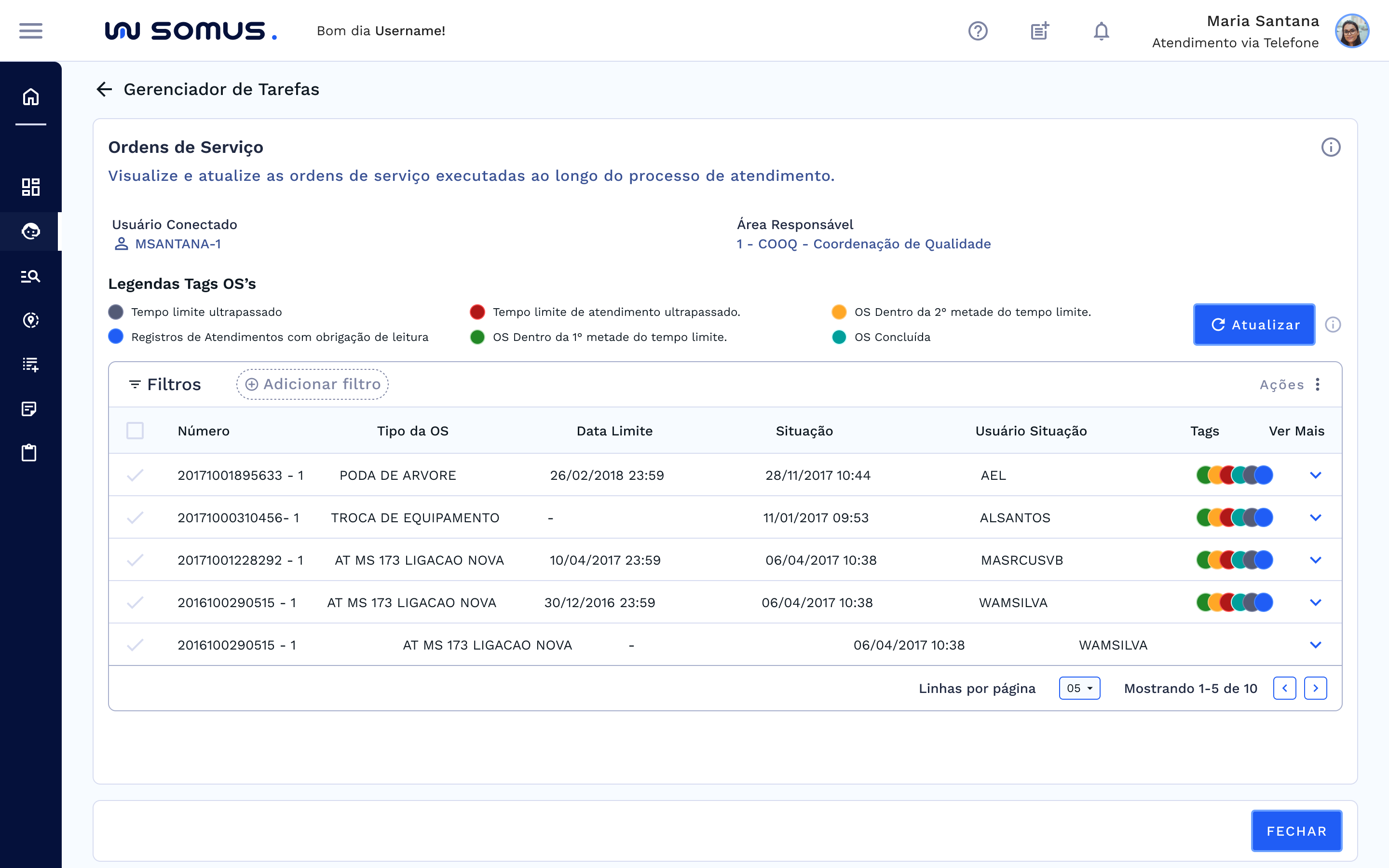 Tela Principal do Gerenciador de Tarefas
