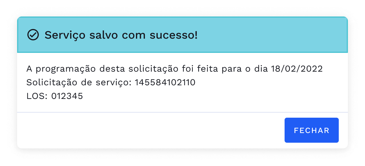 Aviso de serviço gerado