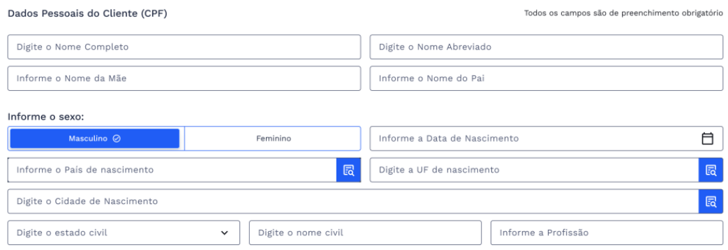 Card do dados do cliente: Dados Pessoais