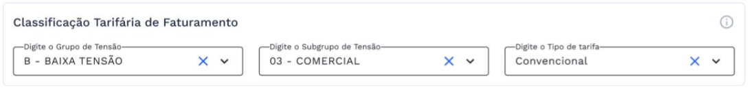 Grupo de Classificação tarifária de faturamento