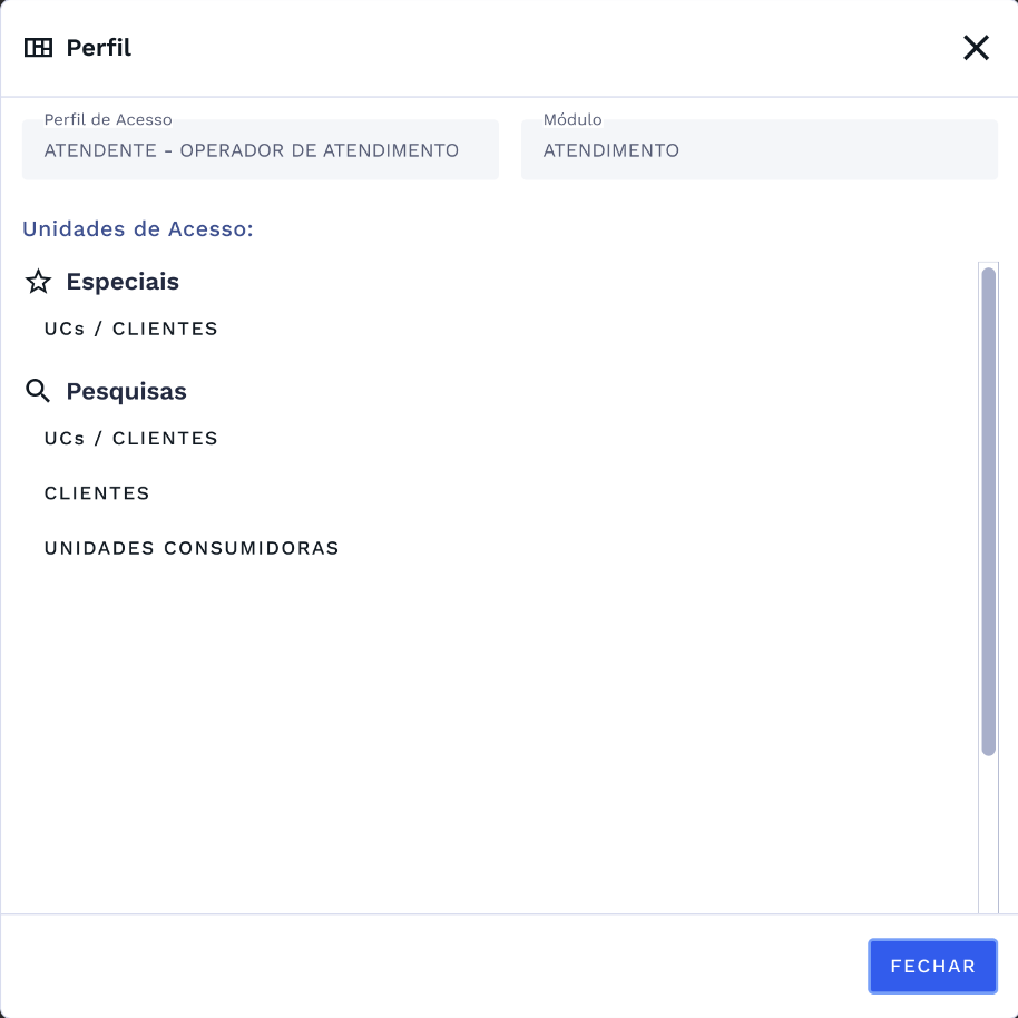 Perfis - Unidades de Acesso