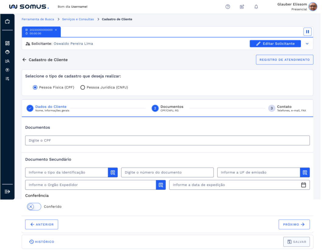 Etapa de inclusão dos Documentos