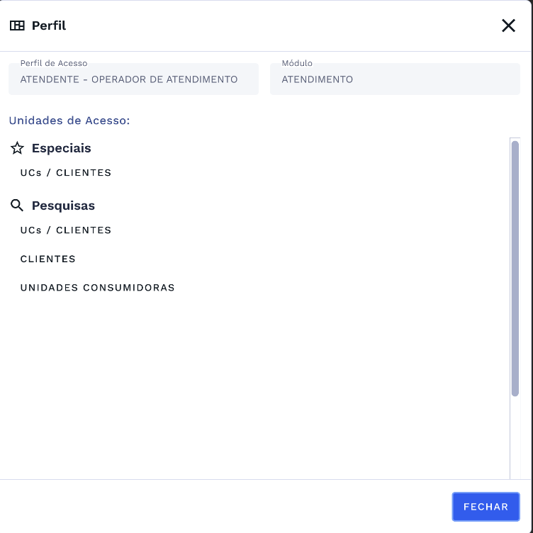 Perfil - Unidades de Acesso