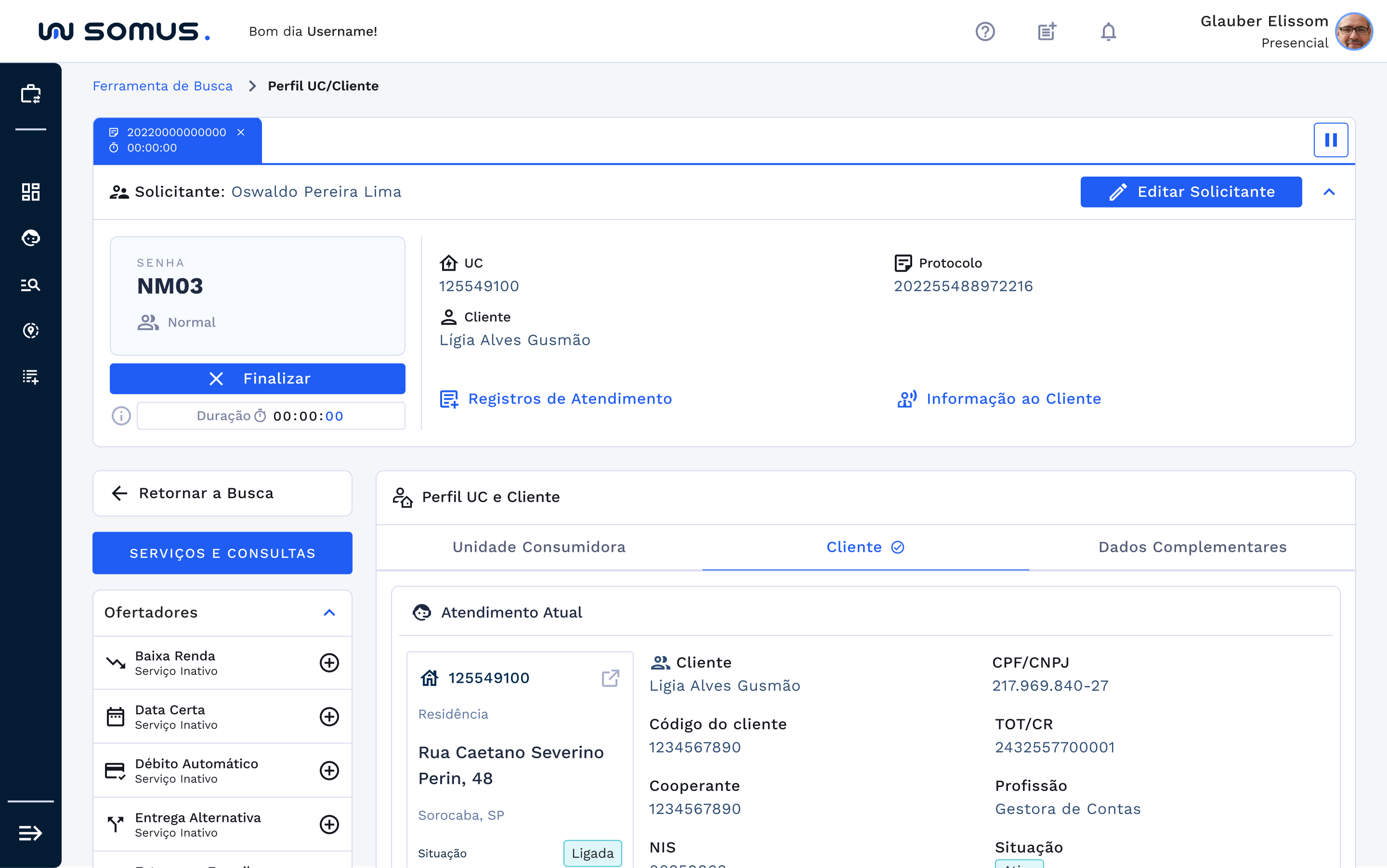Perfil de UC e Cliente
