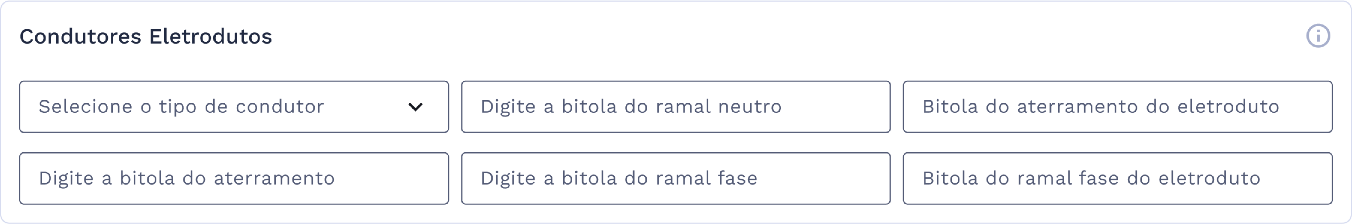 Grupo de campos: Condutores Eletrodutos