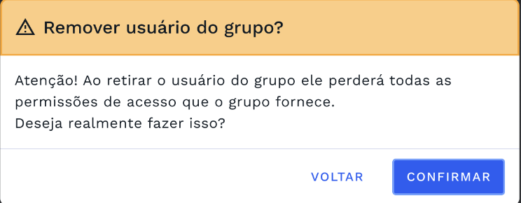 Caixa de diálogo: Remoção do grupo