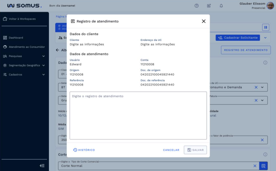 Geração do Registro de Atendimento