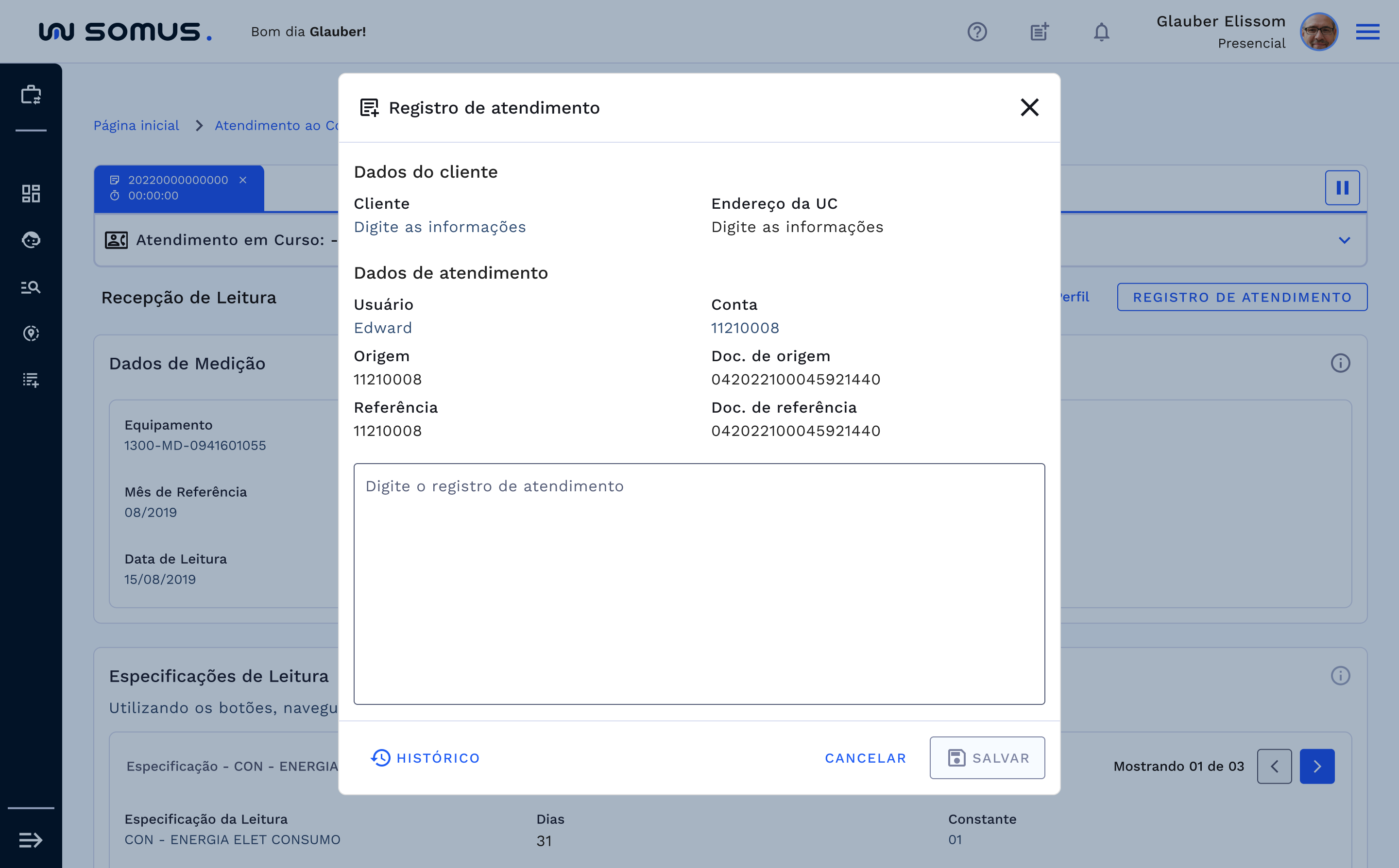 Geração do Registro de Atendimento
