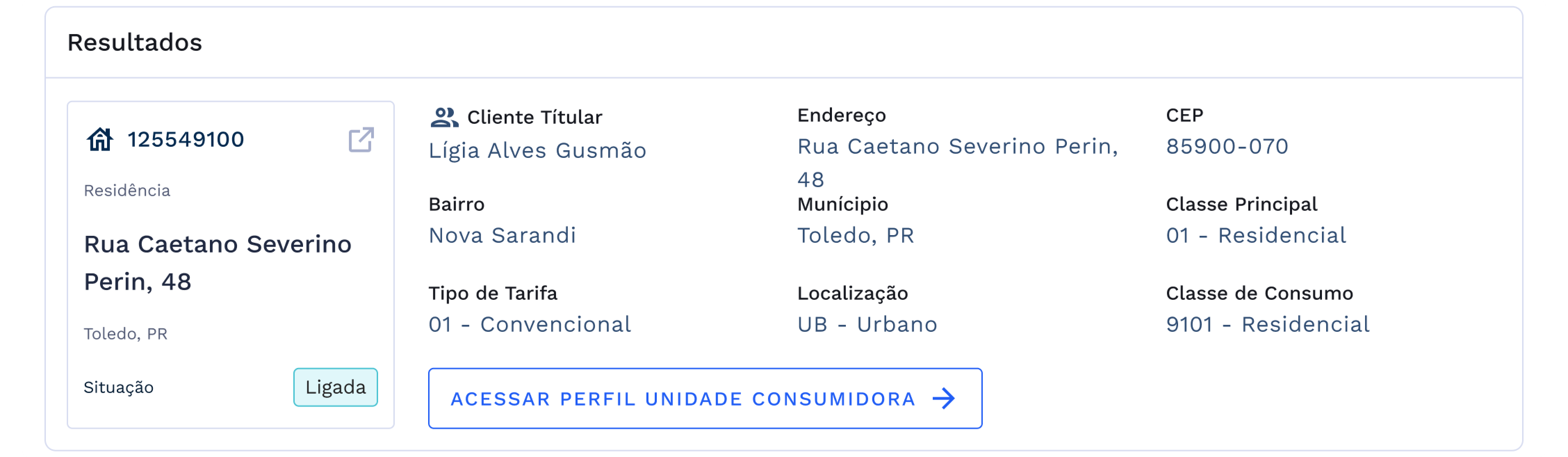 Resultado único encontrados